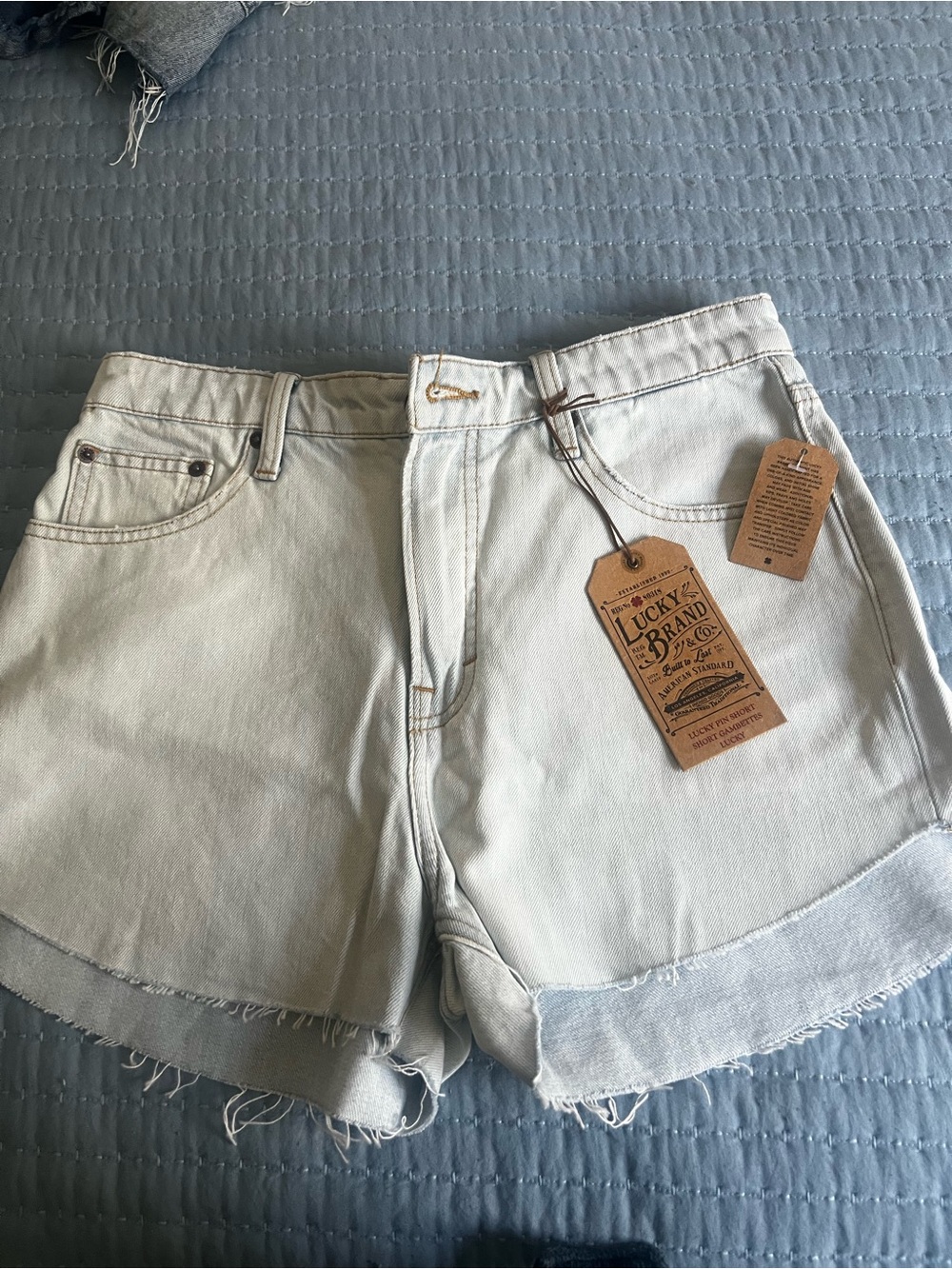 Lucky Brand Pale Blue Frayed Hem Denim Shorts